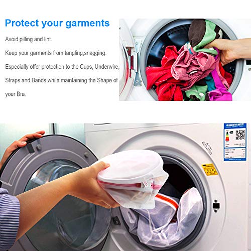 GOGOODA 4 Pcs Laundry Bag for Bras, Bra Washer Protector, Bra Lingerie Wash Bag with AUTO Lock Design Zipper (Pink)