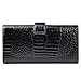 JEEBURYEE RFID Blocking Wallet for Women Large Capacity Genuine Leather Clutch Wallet Card Holder Long Ladies Trifold Wallet Purse Black
