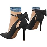 Fashare Womens High Heels Bow Tie Back Sexy Stiletto Ankle Strap Wedding Dress Pumps Shoes