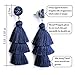 Navy Blue 3 Tier Tassel Earrings Druzy Stone Stud Fringe Dangle Drop Earrings Womens Bohemain Thread Tassel Fashion Earrings