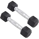 Body Sport Rubber Encased Hex Dumbbell Weight, Pair &ndash; Dumbbells for Exercises &ndash; Strength Training Equipment &ndash; Home Gym Accessories &ndash; Weight Training