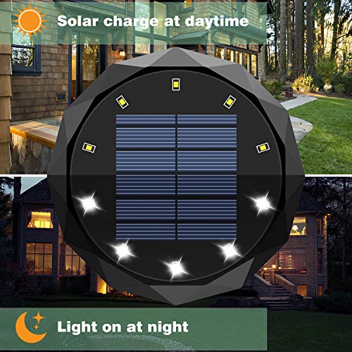 Leknes Solar Ground Lights,Upgrade Solar Powered Solar Garden Lights Solar Disk Lights Outdoor Waterproof Solar Landscape Lighting Auto on/Off with Sensor for Patio Pathway Garden Lawn Yard, 4 Pack