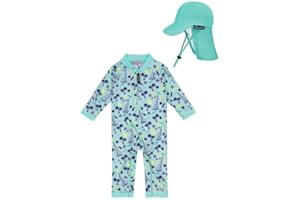 weVSwe Baby Boy Sun Protection Rash Guard Long Sleeve Green Surfboard Beach Swimwear with Sun Hat Boy Swimsuit