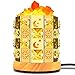 Himalayan Salt Lamp, Natural Salt Lamp Salt Crystal Chunks in Acrylic Diamond Cylinder with Wood Base, Bulb and Dimmer Control for Christmas Gift and Home Decorations.