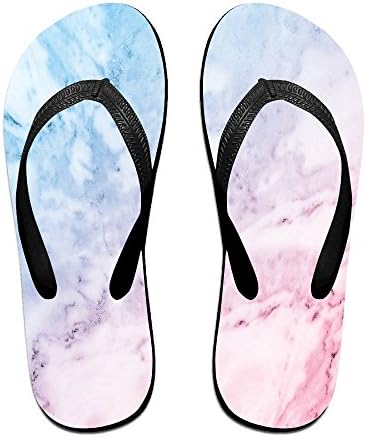 Women Unisex Mens Pastel Toned Cloudy Hazy Crack Lines Stained Antique Shabby Chic Flip Flops For Dorm Antimicrobial Shower &amp; Water M