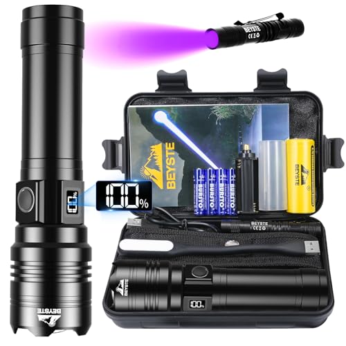 Beyste Taschenlampe Led Aufladbar 500,000 Lumen, Led Taschenlampe Extrem Hell Batteriebetrieben, Sehr Helle Taktische Taschenlampe Aufladbar Usb, Starke Taschenlampen Wasserdicht For Outdoor Notfälle