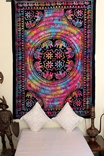 Indian Tapestry Multi Elephant Treee Decor Hippie Cotton Bed Cover Wall Hanging