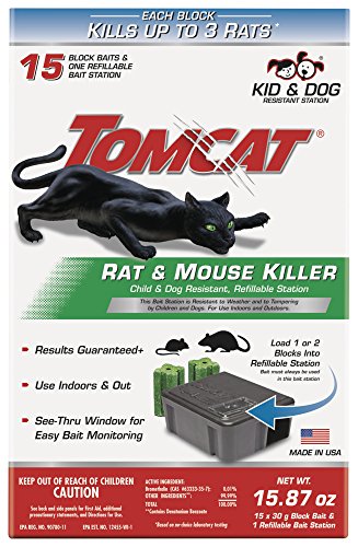 Tomcat 370910 Rat & Mouse Killer Refillable Station for Indoor/Outdoor Use - Child & Dog Resistant, 4 Pack