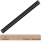 12 Inch Ceiling Fan Downrod, 1" Diameter Matte Black Ceiling Fan Extension Rod (No Threads),Universal Down Rods for Ceiling F