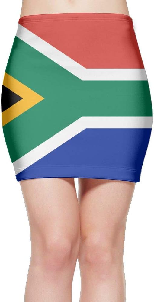 KLQ Womens Pencil Skirt South African Flag Strethcy Short Fitted Mini Skirt