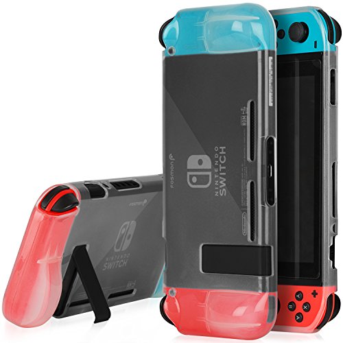 Fosmon Nintendo Switch Case, Slim Thin Flexible TPU Rubberized Protective Case with Kickstand Cutout, Anti-Scratch and Shock-Absorption Snap-On Cover (Clear) Fosmon Nintendo Switch Case, Slim Thin Flexible TPU Rubberized Protective Case with Kickstand Cutout, Anti-Scratch and Shock-Absorption Snap-On Cover (Clear)