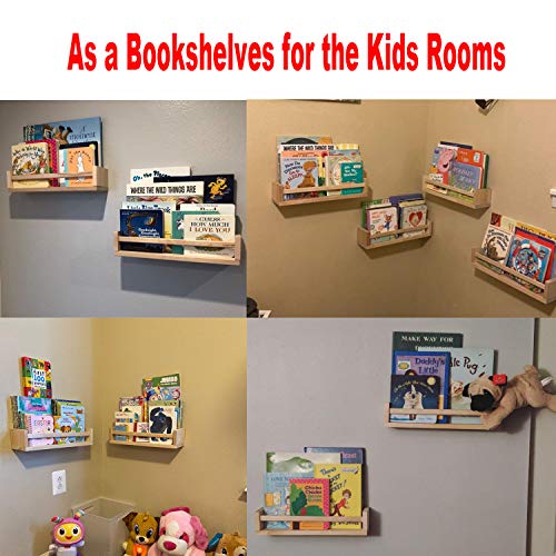 Wood Wall Mount Nursery Bookshelf, 2 Pack Floating Book Shelves Photos