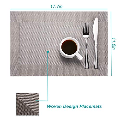 Placemats Set of 4, HeatResistant Woven Vinyl Placemat, NonSlip Washable PVC Table Mat, Easy