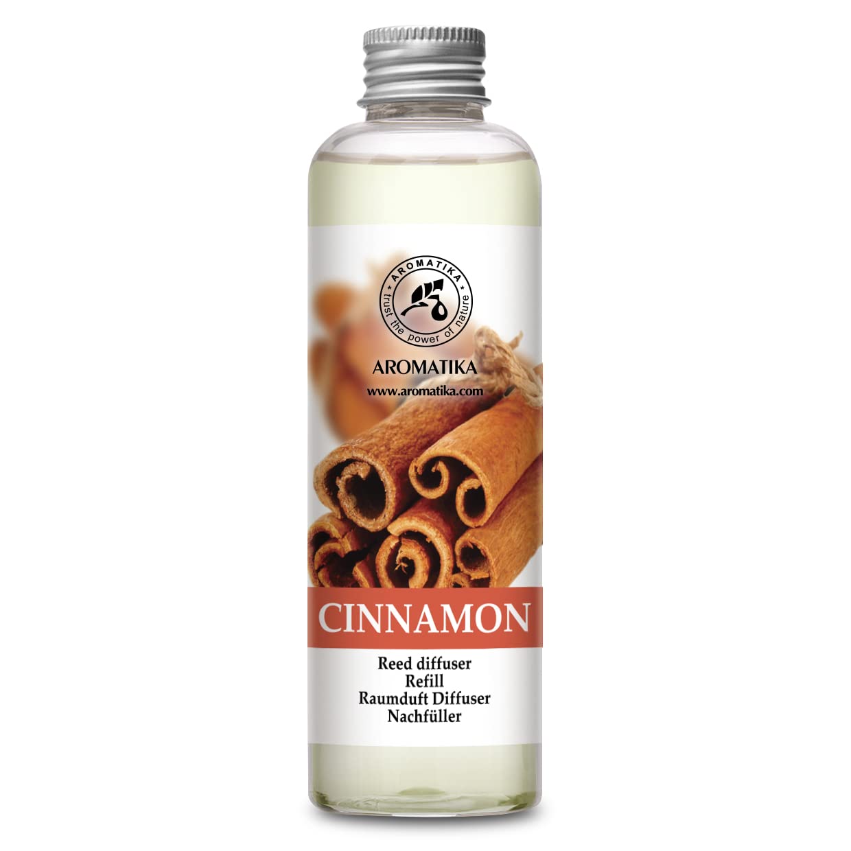 Cinnamon Refill Reed Diffuser with Natural Essential Cinnamon Oil 200ml - Fresh - Long Lasting Fragrance - Best for Aromatherapy - Home - Office - Fitness Club - Restaurant - Boutique