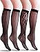 VERO MONTE 4 Pairs Women's Patterned Fishnet Knee High Socks (Black) 41622