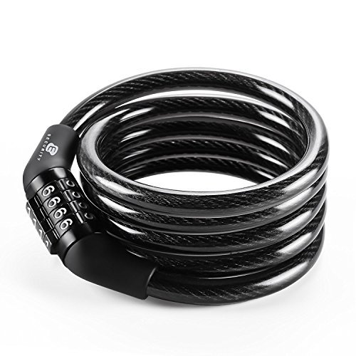 ETRONIC Security Multi-Purpose Self Coiling Cable Lock M4, 4-Feet x 5/16-Inch - Black - Thumbnail 2