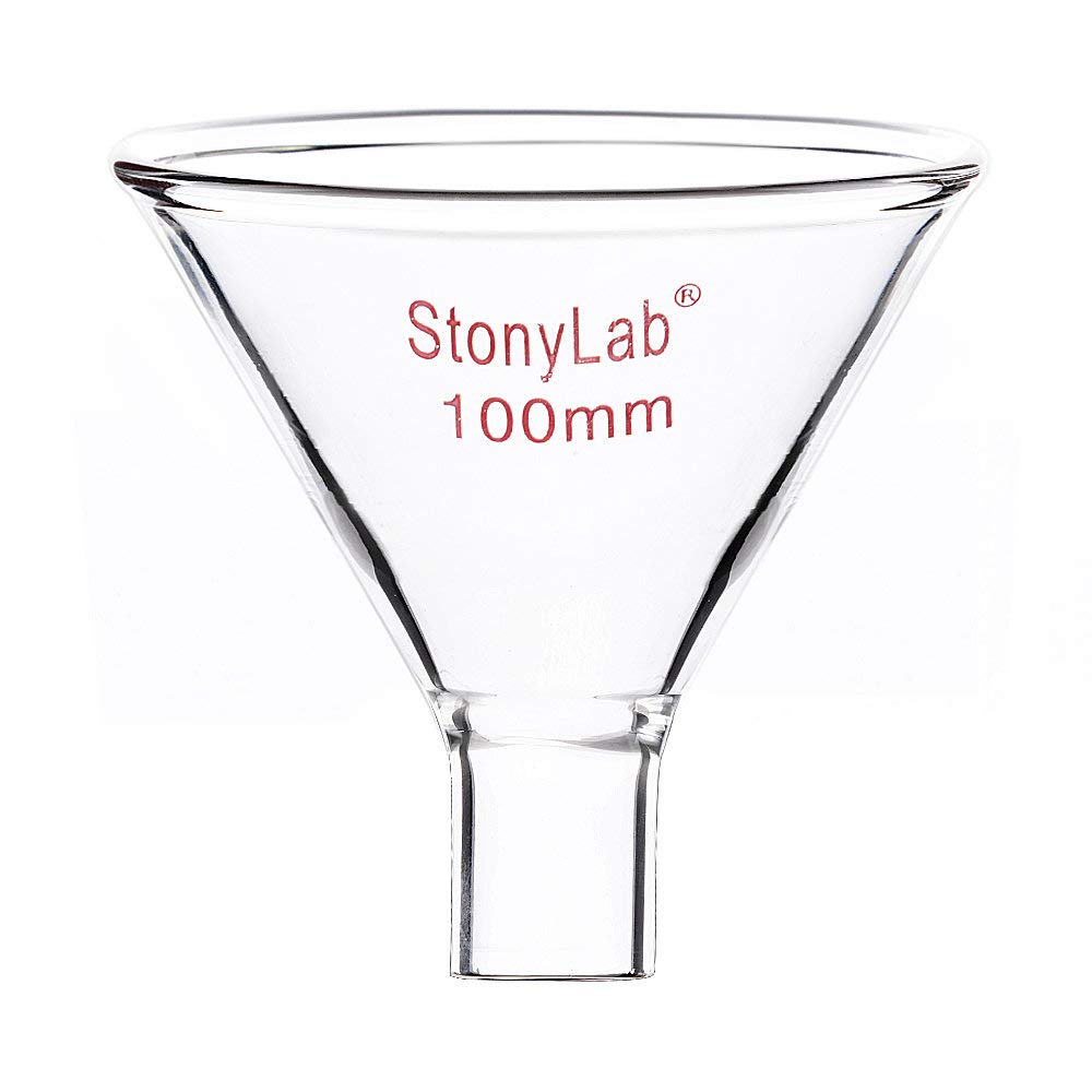 stonylab Glass Powder Funnel, Heavy Wall Borosilicate Glass Short Stem Funnel with 100 mm Top Diameter and 22 mm Stem Length