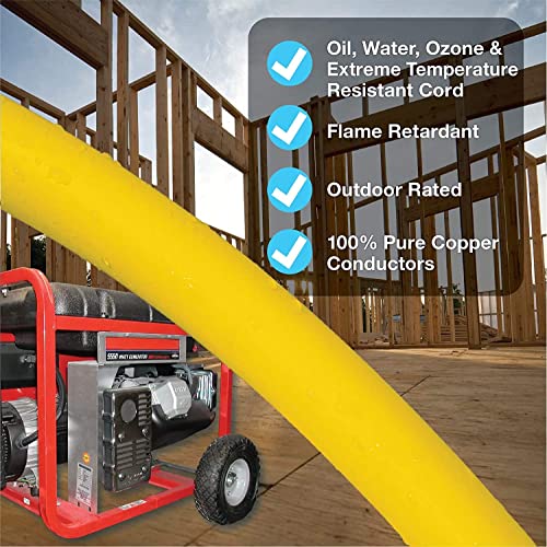 Clear Power 2ft 3 Outlet Generator Extension Cord Adapter with W