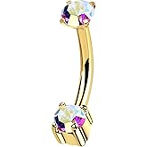 ALACLO 16G Internally Threaded Rook Piercing Jewelry for Men & Women, 316L Stainless Steel Gold Eyebrow Rings Vertical Labret Barbell Piercing Jewelry 6mm/8mm