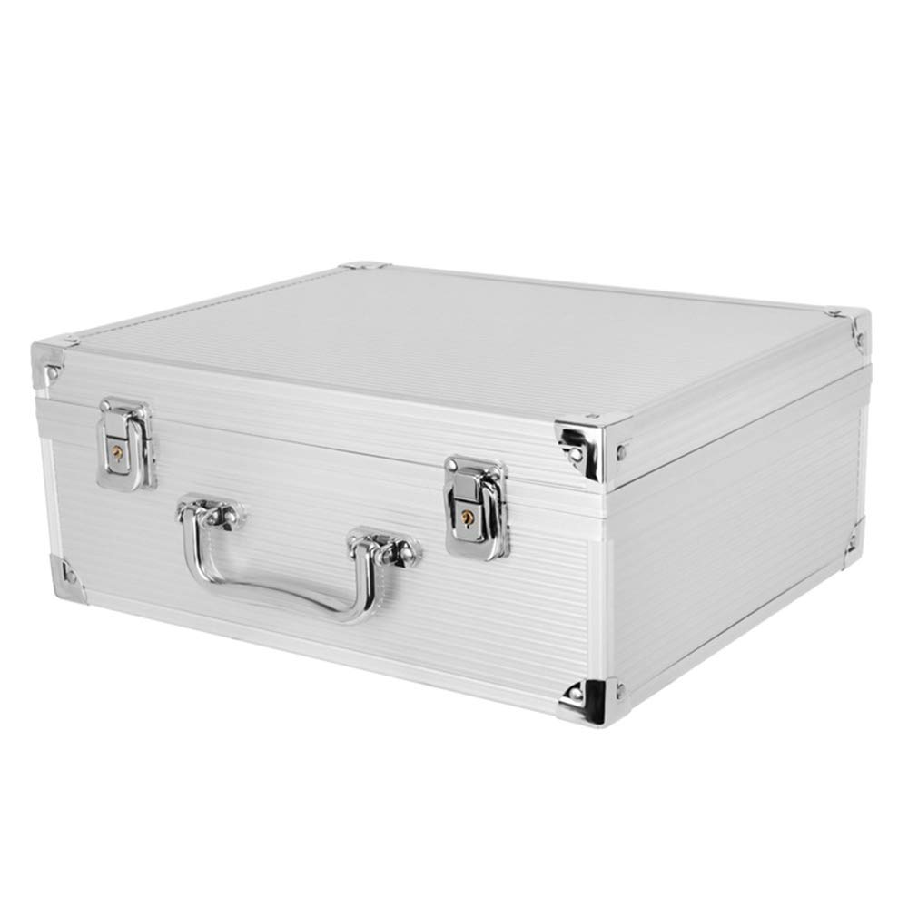 Tattoo Kit Case - Yuelong Tattoo Machine Case Box 12.6" x 9.5" x 5.1" W/Lock Key Aluminum Makeup Carry Box Storage Case with Sponge for Tattoo Equipment Microblading supplies(Silver)
