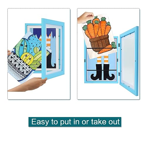 DSYSMIN Kids Art frame,Kids artwork frames changeable,Sank kids art frames,changeable artwork frames kids,art frames A4 Picture for Children Art Projects Home Office Drawing Storage(Blue)