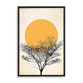 Framed Canvas Home Artwork Decoration Nordic Style Moon Canvas Wall Art for Living Room, Bedroom - 16x24 inches