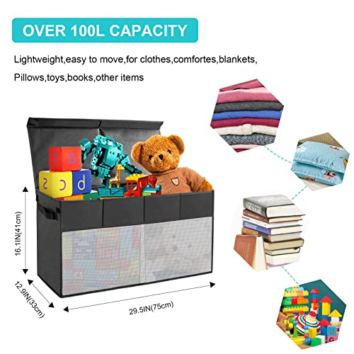 Extra Large Toy Chest for Boys, Toy Box Chest with Flip Top Lid, Kids
