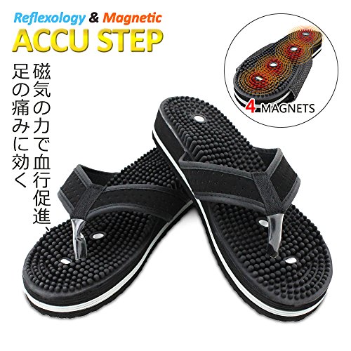 U.S. Jaclean Foot Reflexology Sandals for Mens Womens Therapeutic Acupressure Magnetic Massaging Sandals Slippers Accu Step Y-Strap (Small)