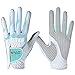 PGM Women's Golf Glove One Pair,Anti-Slip and Breathable,Bionic Gloves(blue) (blue, 19)