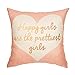 Fjfz Nursery Decor Happy Girls are The Prettiest Girls Motivational Sign Inspirational Quote Decoration Cotton Linen Home Decorative Throw Pillow Case Cushion Cover Sofa Couch, Blush Pink, 18
