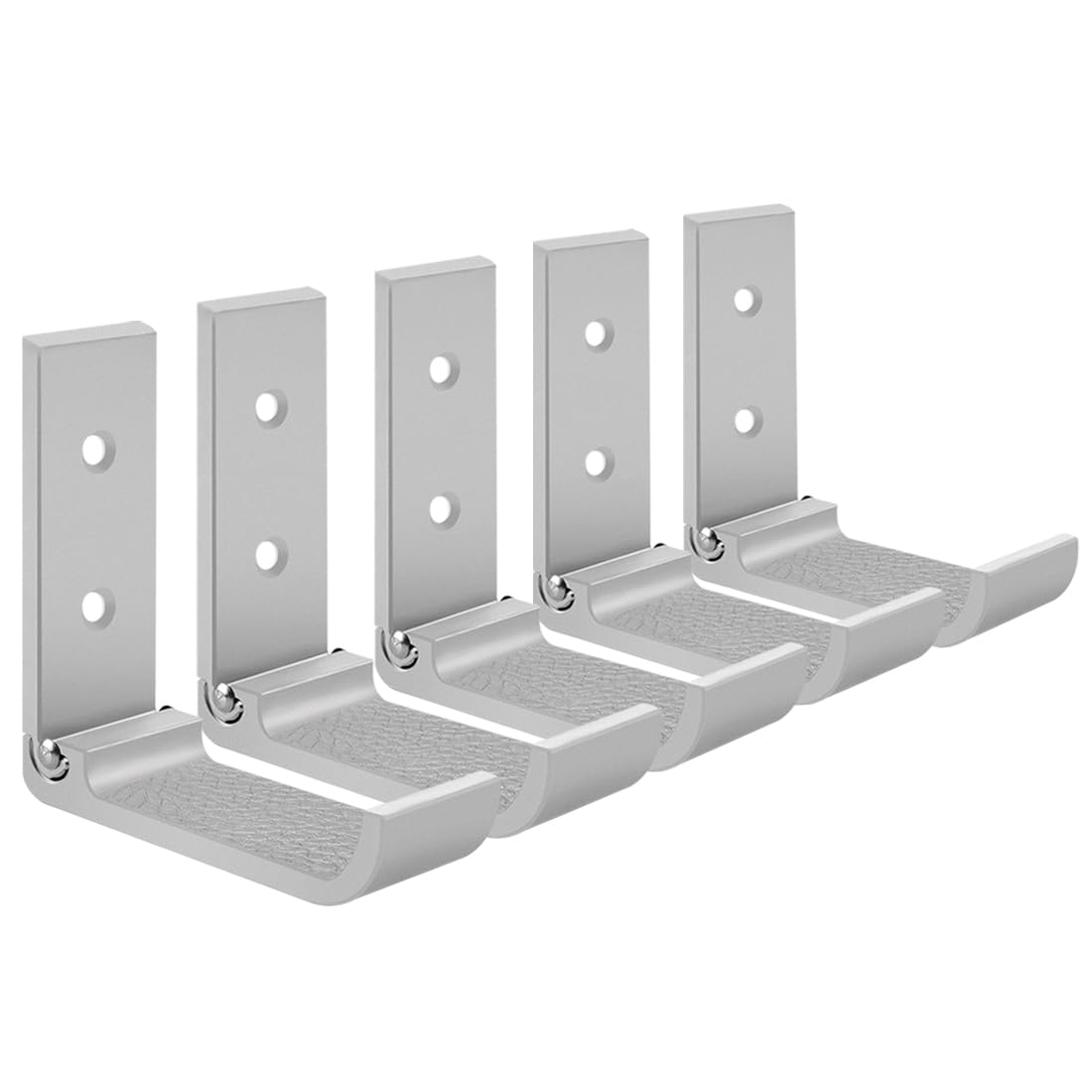 GEEKRIA Foldable Wall Mount Headphones Holder, Headset Wall Hanger, Aluminum Wall Mount Hook, Hold Up to 1kg with 3M Tape, 20kg with Screws, Stand Come with Protective Pad (Silver / 5 Pcs)