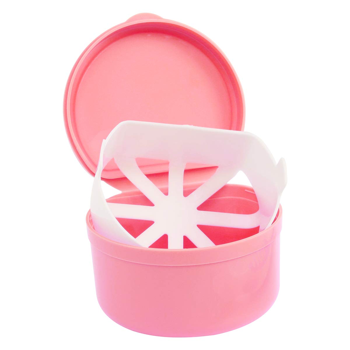 LVCHEN Denture Case Retainer False Teeth Container Box Brush Set Cup Storage with Strainer for Travel Cleaning or Overnight Soaking (Pink): Health & Personal Care