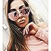 Large Oversized Cat Eye Sunglasses Metal Frame Flat Mirror Lens Women Fashion Purple Mirrored