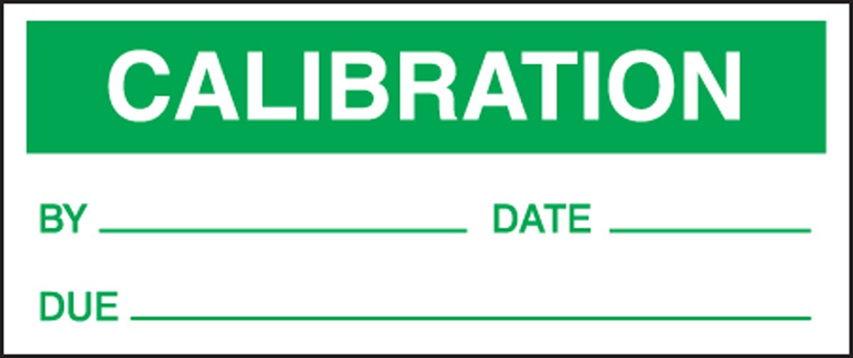 Accuform Signs Lpc422 Production Control Label, Legend "Calibration By _______ Date _____ Due __________", 5/8" Length X 1-1/2" Width X 0.004" Thickness, Adhesive Vinyl, Green On White (Pack Of 25) (846642049980)