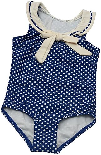 Hula Star Toddler Girls' Ocean Dot One Piece Swimsuit, Navy/Cream, 4T/4
