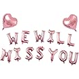 AnnoDeel WE WILL MISS YOU Letter Balloons Banner, 16inch Rose Gold We Will Miss You Letter Mylar Balloons Rose Gold Heart Balloons for Going Away Goodbye Retirement Farewell Party Graduation