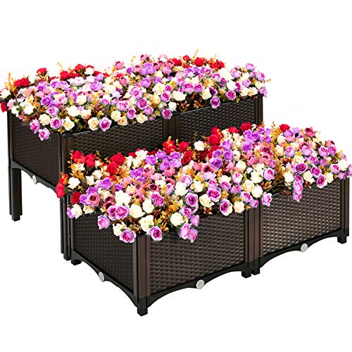 VIVOSUN Elevated Raised Garden Bed Kit, Plastic Garden Planter with