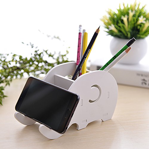 UPC 712383425881, MissLytton Cell Phone Stand Pencil Pen Holder, Office Wood Standing Desk Organizer Cute Elephant Shape Stationery Storage for Universal Apple Iphone Samsung Mobile Phone Desktop Supplies