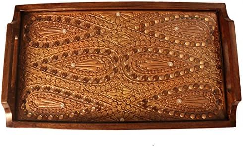 CraftedIndia Exquisite Paper Mache Design Wooden Serving Tray