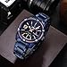 Men Watch Casual Sport Blue Wristwatch Stainless Steel Band With Week and Calendar Waterproof