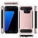 Galaxy S7 Case, Mascheri [Carbon Fiber Design] Shock Absorption Protective Dual Layer Military-Grade Defender Hybrid Case Cover for Samsung Galaxy S7 - Rose Gold