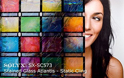 SOLYX: SX-SC573 Stained Glass Atlantis Static Cling. 35" Wide (Sold by the running foot. Order as many feet as needed, Ships as One Continuous Roll!)