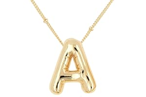 DIOWUS Bubble Letter Necklace For Women,Dainty Balloon Initial Necklaces 18k Gold Plated Chain Pendant Alphabet Necklaces For Girlfriend Charm Simple Gift Jewelry