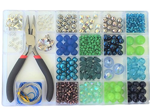 Jewelry Making Kit- Everything included in this beginners jewelry kit. Girls and teens will love exploring their creativity! Directions and sample ideas included with this blue and green bead kit. Jewelry Making Kit- Everything included in this beginners jewelry kit. Girls and teens will love exploring their creativity! Directions and sample ideas included with this blue and green bead kit.