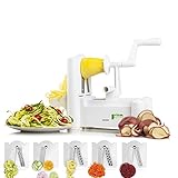 Food and Vegetable Spiralizer Mandoline Slicer: 5 Blade Spiral Chopper Peeler Grater Kitchen Gadgets