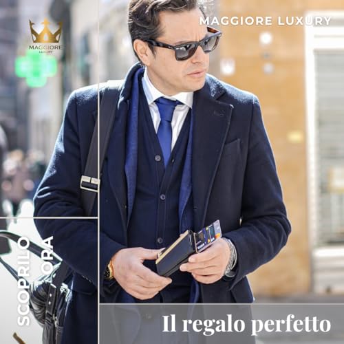 MAGGIORE LUXURY Unisex Wallet Double Card Holder Up to 12 Cards Genuine Leather for Men and Women Protection Rfid Protection Italian Quality Free Coin Purse Double Gold Wallet Milan