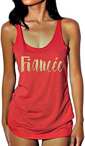 Emdem Apparel Fiance Engagement Bridal Womens Tank Top Red Med