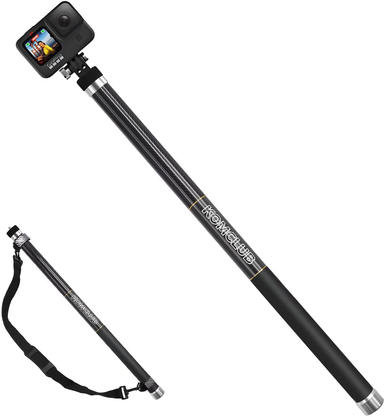 KOMCLUB Selfie Stick Tripod for Extendable Aluminum Phone Tripod Long 108” Monopod Pole Compatible with 2-Section Adjustable Pole with Back Strap