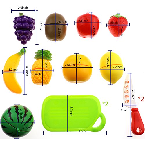 Inxens Fruit Cutting Toys Cutting Fruit Vegetables Pretend Play Food Set of 13 - Thumbnail 6
