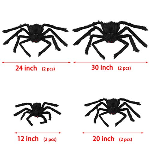 Dreampark Halloween Spider Decorations, 8 Pcs Realistic Hairy Spiders Set, Scary Spider Props for Indoor, Outdoor and Yard Creepy Decor